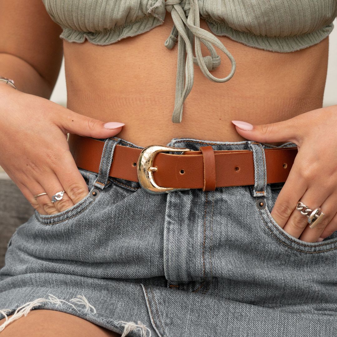 Ceinture en cuir camel 1