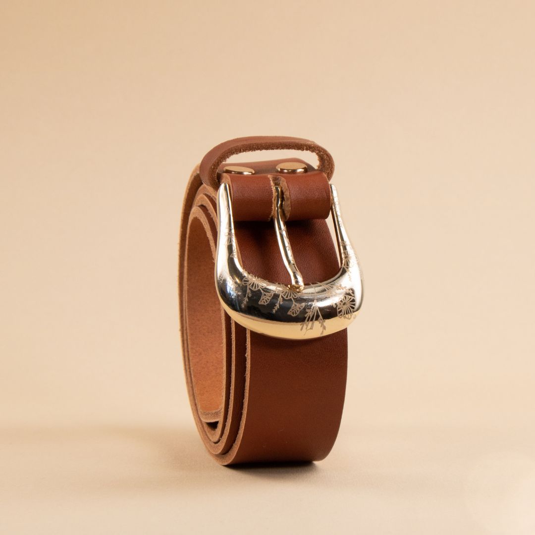 Ceinture en cuir camel