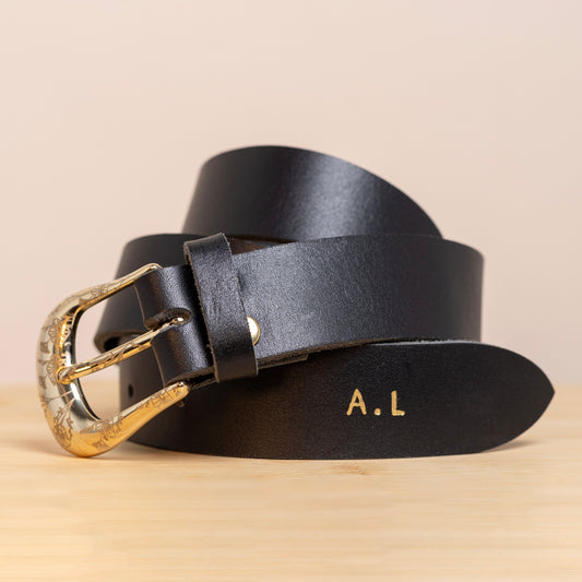 Ceinture personnalisable en cuir noir